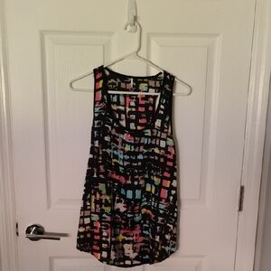 ROBIN K Black and Pink Graphic Tank Top